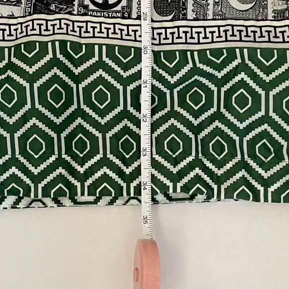 Cotton V-Neck Tunic/Kaftan Geometric Print Pakistan Stamp Print, Size XS - Picture 14 of 16